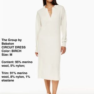 NWT Aritzia the group Babaton collard wool  white dress M